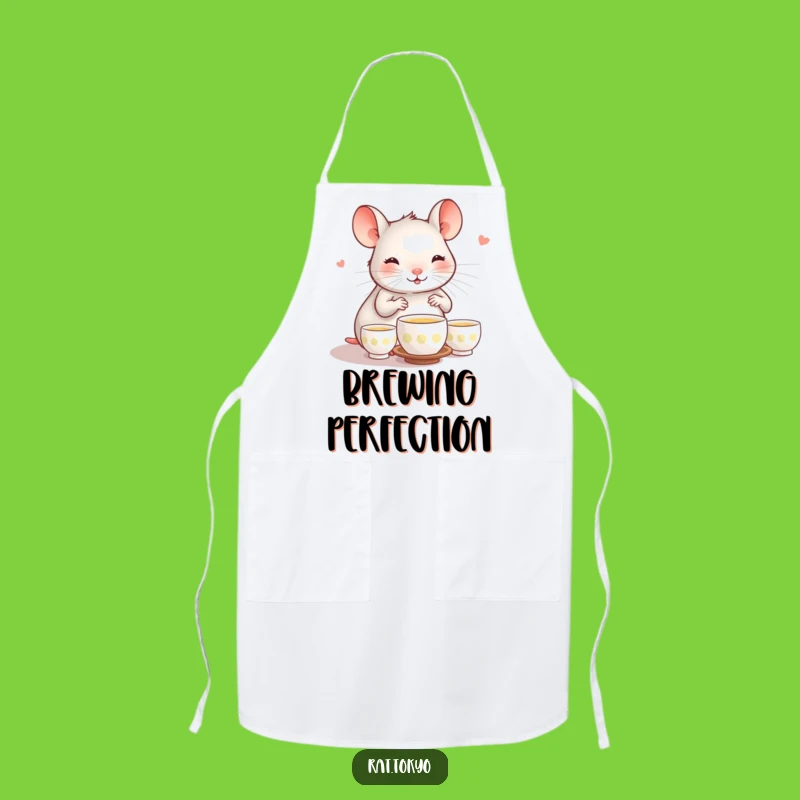 Funny Rat Tea Ceremony Apron: Chef Rat with Tiny Cups, Perfect Funny Kitchen Funny Gift