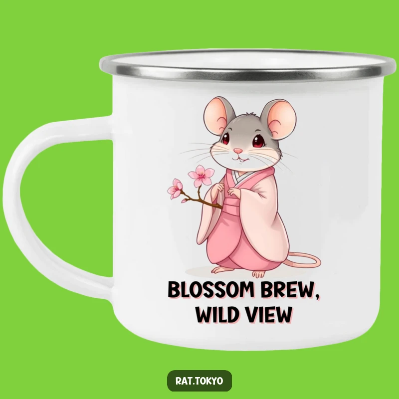 Funny Kimono Rat Camping Mug: Outdoors Blossom Calm, Adventurous Funny Gift