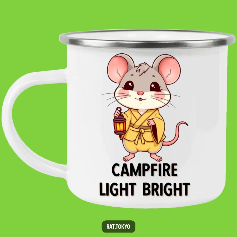 Funny Delighted Rat Camping Mug - Yellow Kimono Lantern, Outdoor Gift!