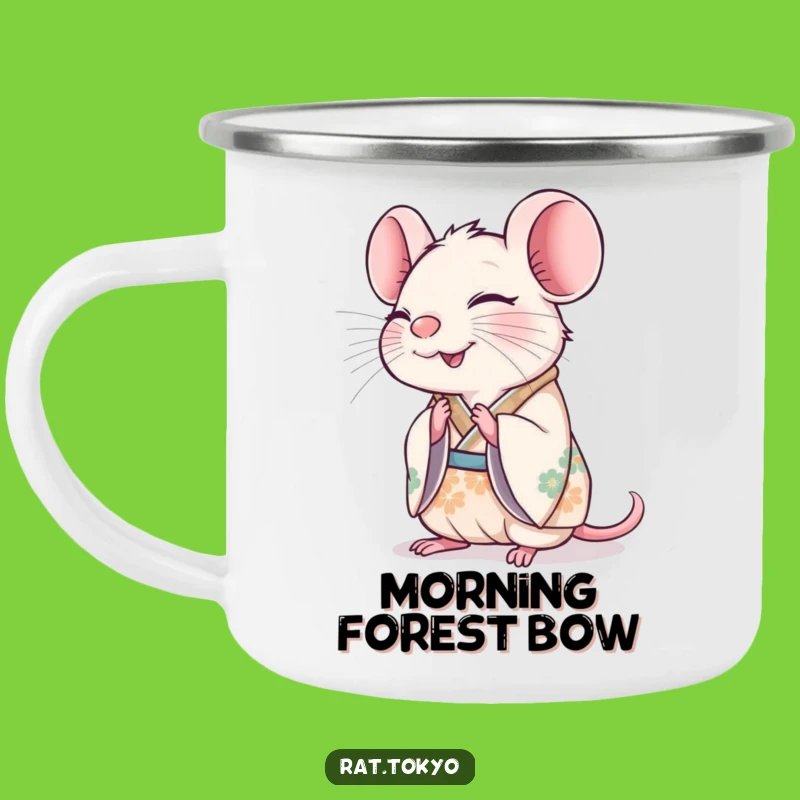 Funny Rat Bowing Camping Mug: Joyful Greeting, Happy Outdoors, Perfect Gift