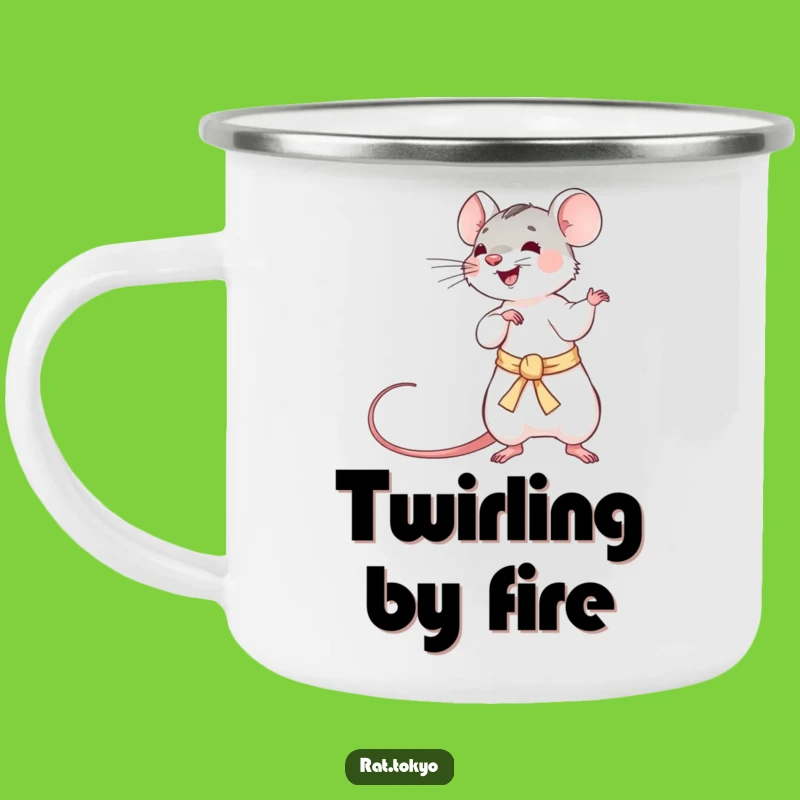 Funny Rat Obi Camping Mug: Durable Mug with Playful Rat & Silken Obi, Perfect Outdoorsy Funny Gift