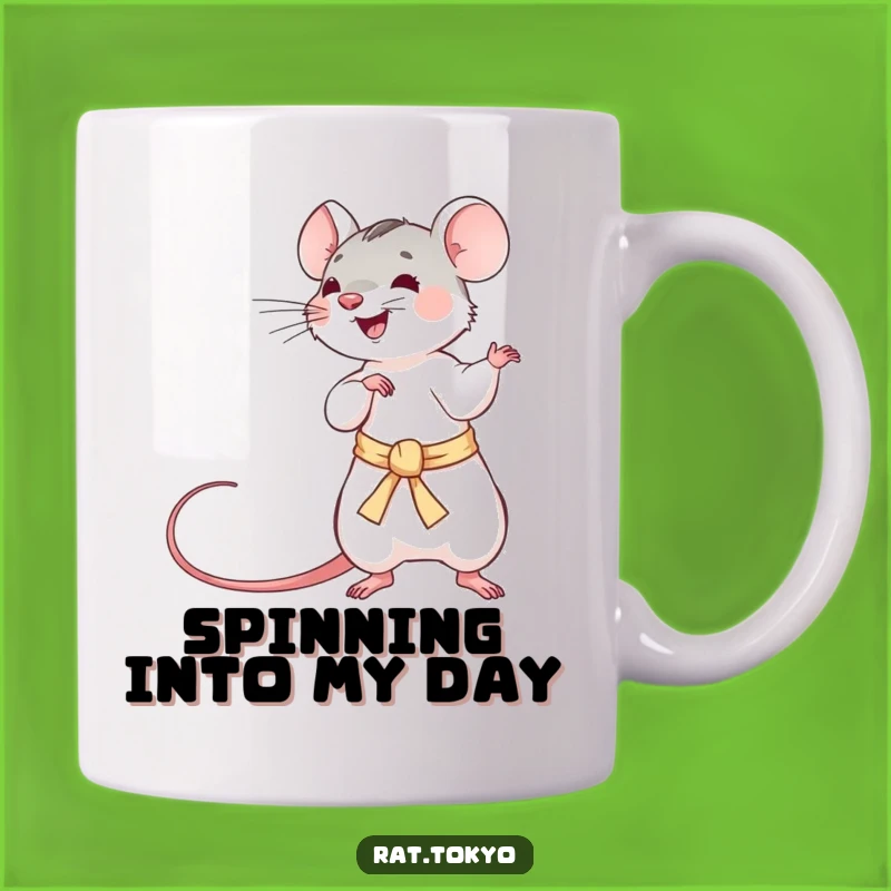 Funny Rat Obi Mug: Playful Rat Twirling a Silken Obi, Perfect Funny Gift for Martial Arts Fans