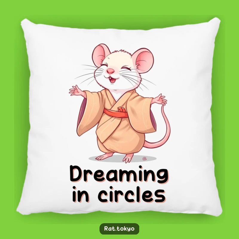 Funny Rat Twirling Pillow: Silk Kimono Charm, Cozy Bliss, Perfect Accent