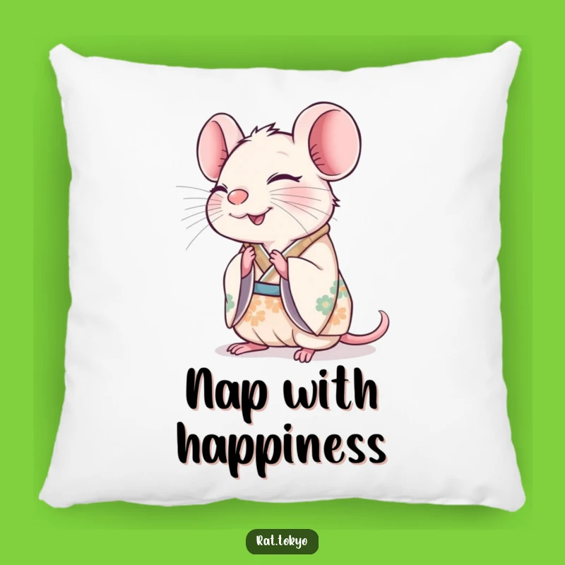 Funny Rat Bowing Pillow: Joyful Kimono, Cozy Happiness, Perfect Accent
