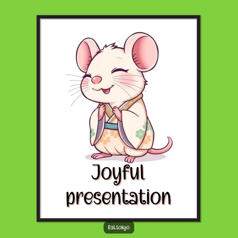 Funny Rat Bowing Digital Art: Joyful Kimono, Happy Vibes, Perfect Decor