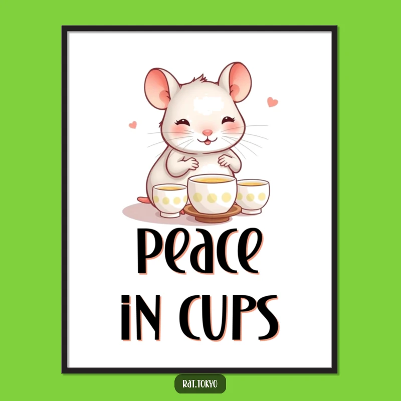 Funny Rat Tea Ceremony Digital Art: Serene Rat Printable Artwork, Instant Funny Gift Download