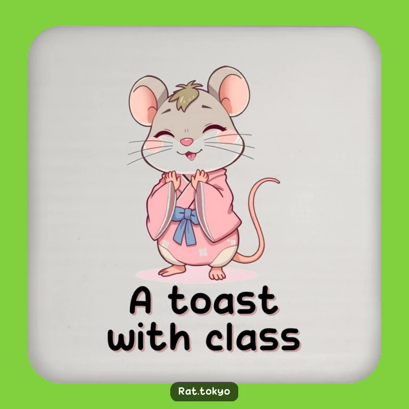 Funny Rat Kimono Coaster - Protect Surfaces with Cheerful Charm