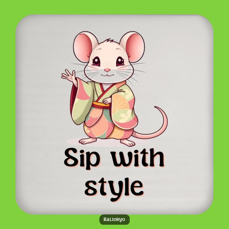 Funny Rat Kimono Drink Coaster: Elegant Protection for Surfaces, Perfect Funny Gift