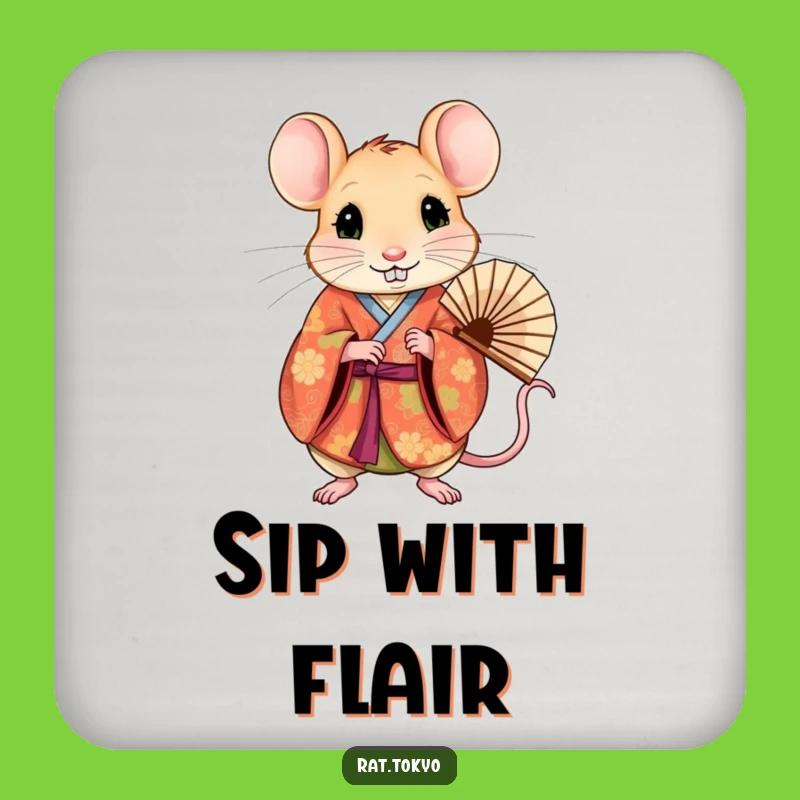Funny Rat Kimono Coaster: Elegant Style, Vibrant Protection, Perfect Gift
