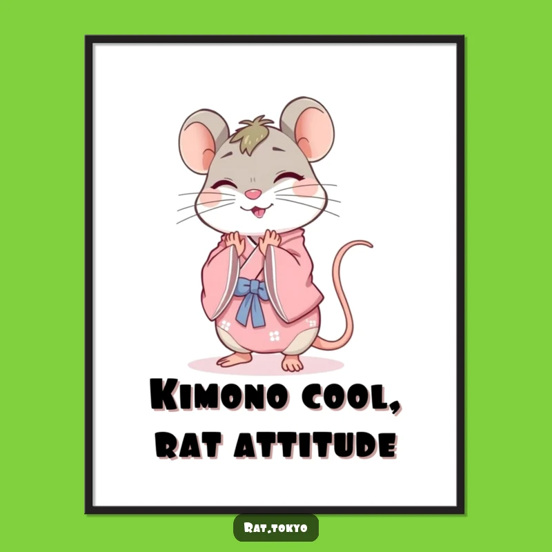 Funny Free Printable Rat Kimono Wall Art Downloadable Gift for Elegant Decor