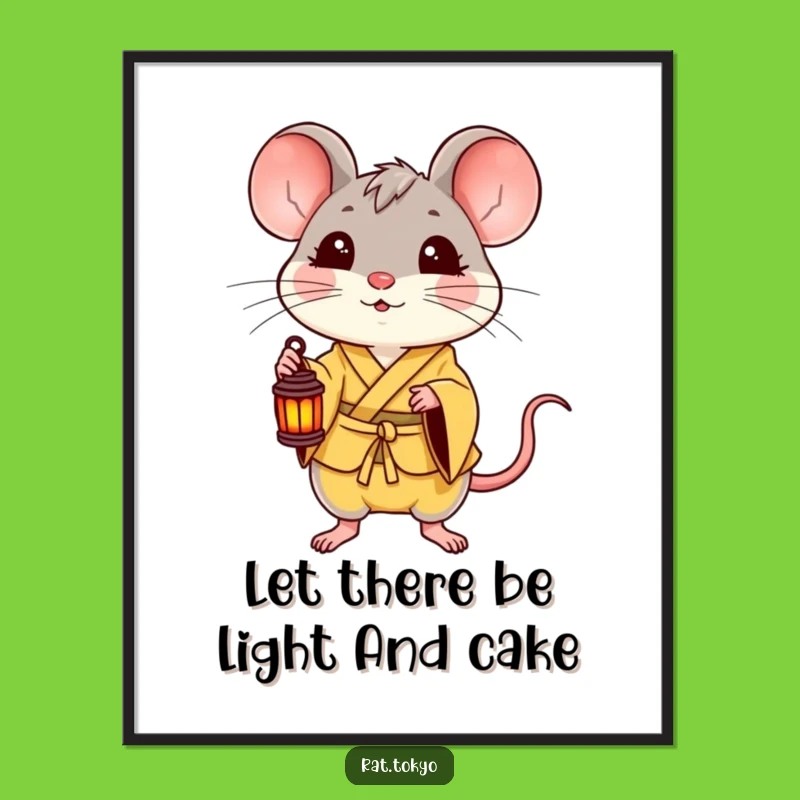 Funny Free Printable Wall Art: Delighted Rat Lantern Downloadable Art Gift