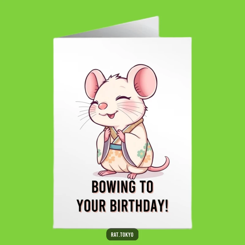 Free Printable Funny Rat Kimono Birthday Card - Downloadable Smiles!