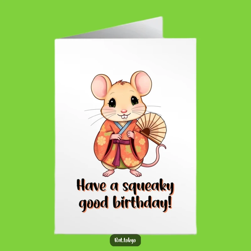 Free Printable Funny Rat Kimono Birthday Card - Downloadable Gift!