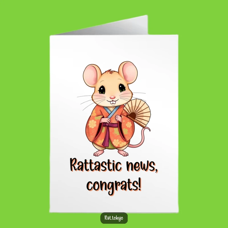 Free Printable Funny Rat Kimono Congrats Card - Instant Download