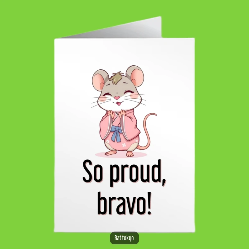 Free Printable Rat Kimono Congrats Card Funny Downloadable Gift for Classy Triumphs
