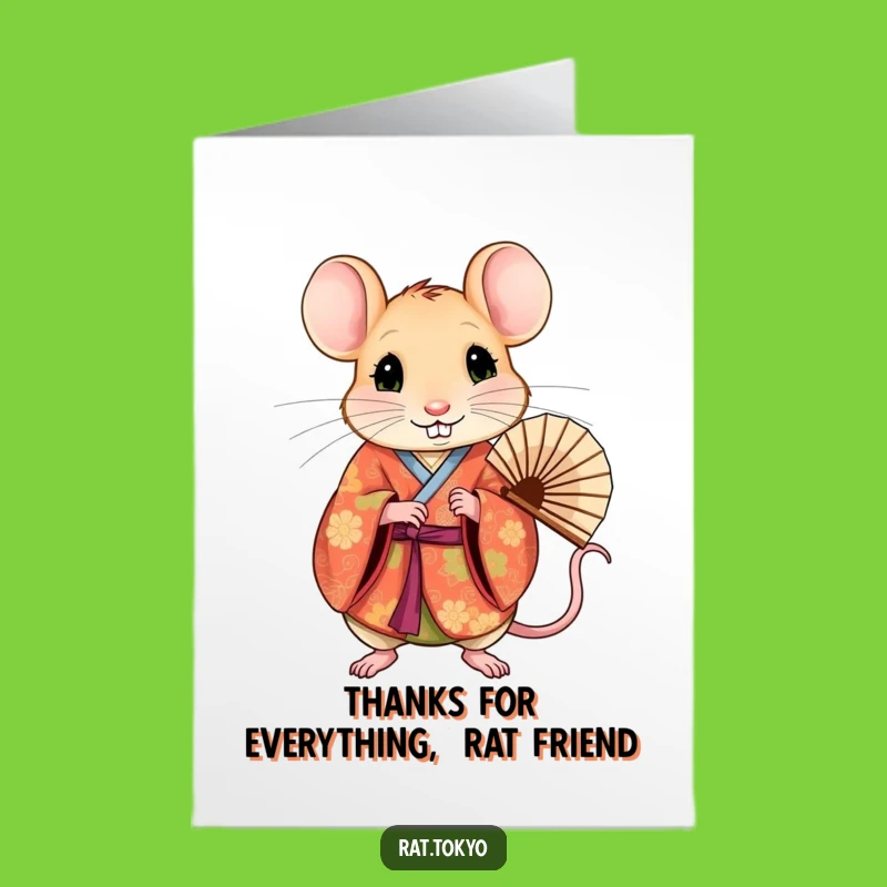 Free Printable Funny Rat Kimono Thank You Card - Print at Home