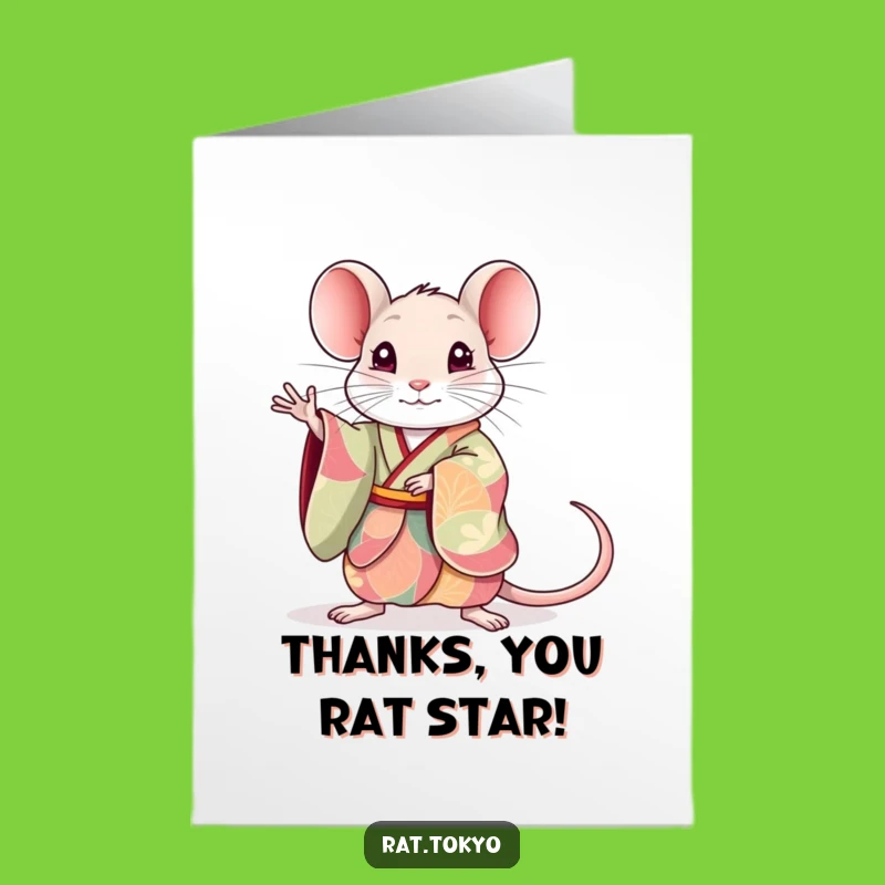 Free Printable Thank You Card: Rat Kimono Style, Grateful Downloadable Elegance