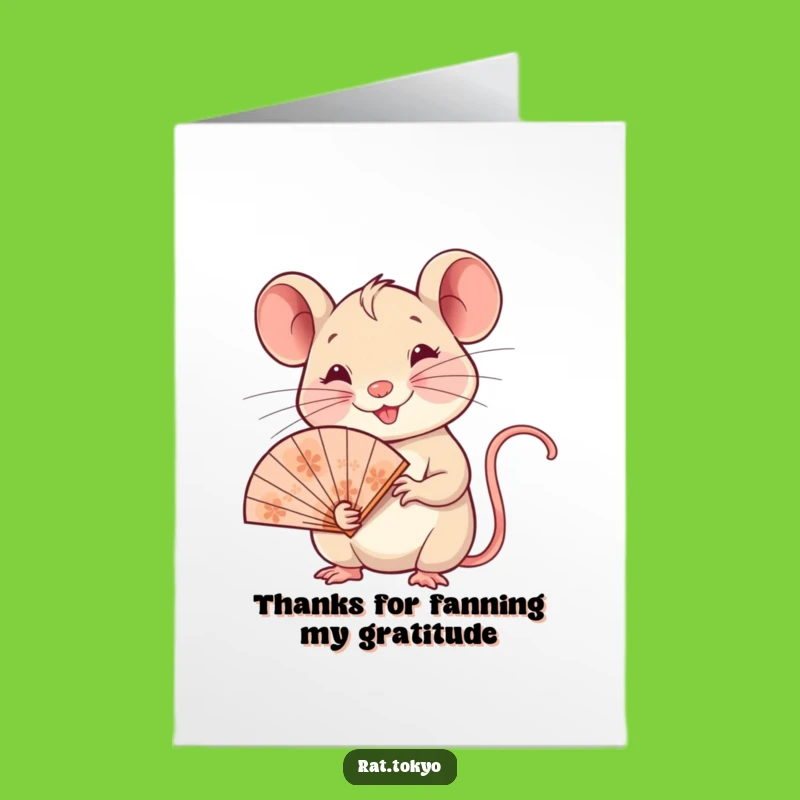 Free Printable Thank You Card: Grateful Rat with Fan, Kind Downloadable Gift