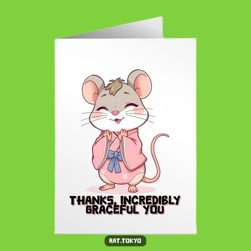 Free Printable Rat Kimono Thank You Card Funny Downloadable Gift for Polite Thanks
