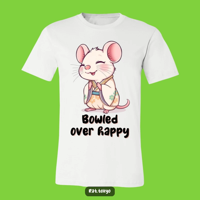 Funny Rat Bowing T-Shirt: Joyful Kimono, Happy Vibes, Perfect Casual Tee