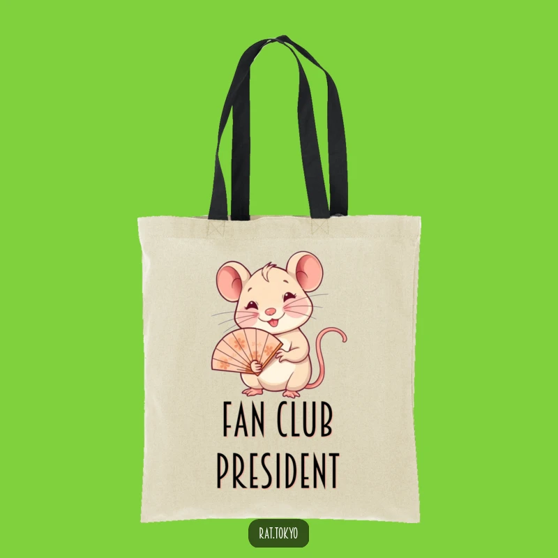 Funny Rat Tote Bag: Chic Smiling Rat with Ornate Fan, Your Perfect Funny Shopping Gift