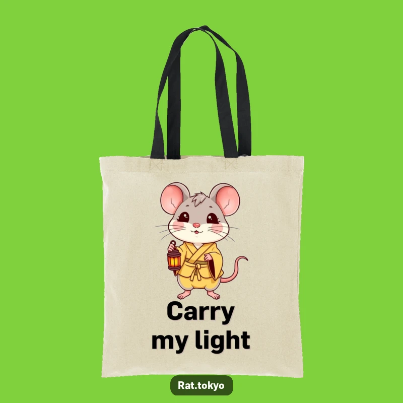 Funny Delighted Rat Tote Bag - Yellow Kimono Lantern Carry-all, Gift!