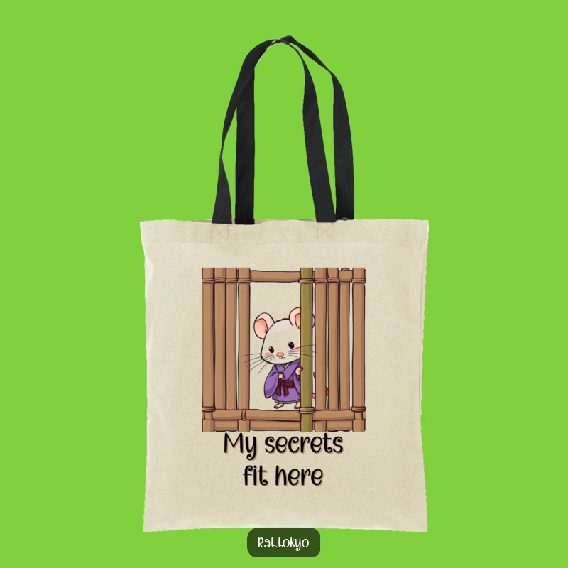 Funny Curious Rat Tote Bag - Purple Kimono Peeking Design, Perfect Gift!